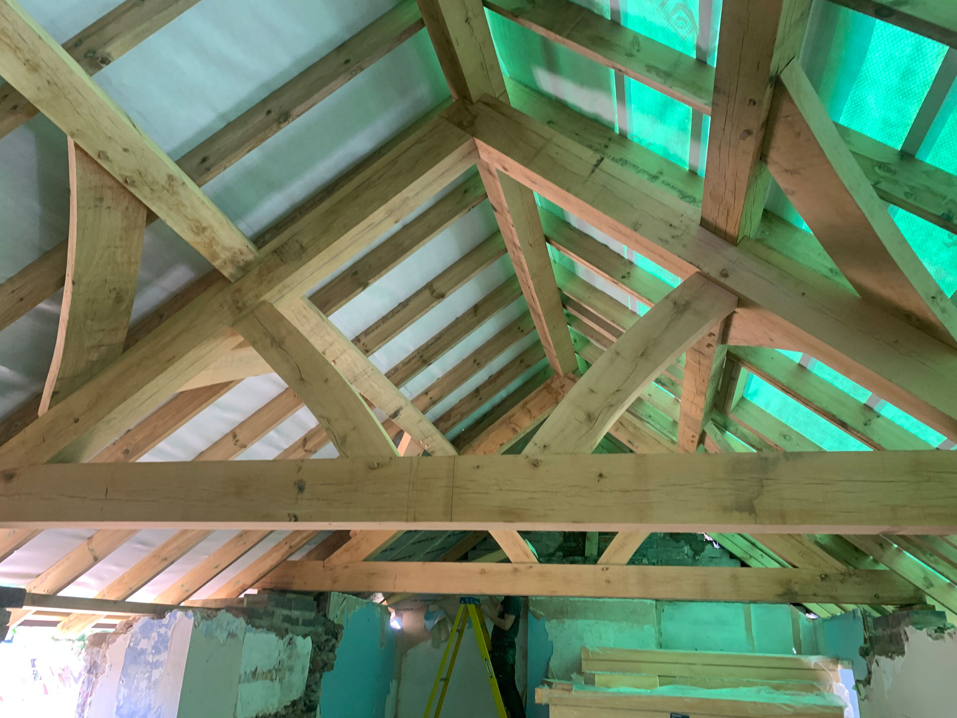 Oak Framed Roof Interior Under Construction